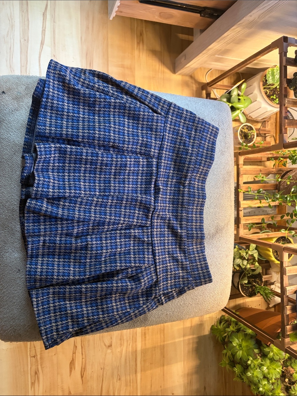 American Eagle Outfitters Blue Plaid Pleated Mini Skirt